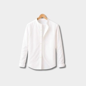 Men’s White Band Collar Shirt – Oxford Cotton, Premium Export Quality
