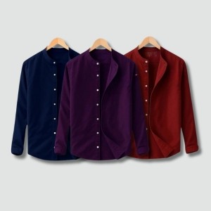 Men’s 3 Pcs Band Collar Shirt Bundle Pack – Oxford Cotton in Bangladesh