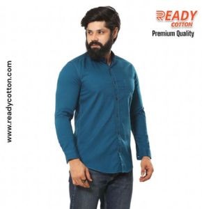 Shirts for Men in Petrol Color Oxford Cotton