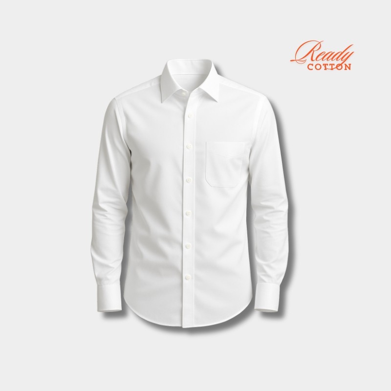 Men’s White Oxford Cotton Shirt – Full Sleeve, Premium Casual & Formal Wear