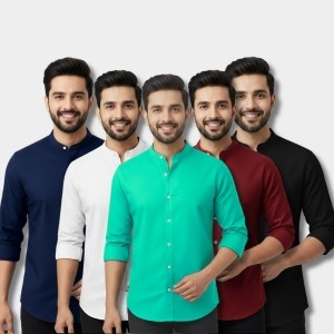 Buy Men’s Band Collar Shirt 5 Pcs Combo Pack – Oxford Cotton in Bangladesh