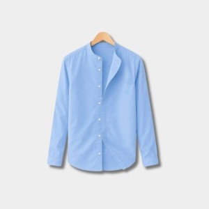 Men’s Sky Blue Band Collar Shirt – Premium Export Quality