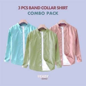 Band Collar Combo Pack Shirt for Men