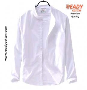 White Shirt Band Collar in Pure Cotton