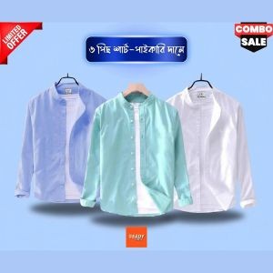 3 Piece Band Collar Shirt Combo Offer